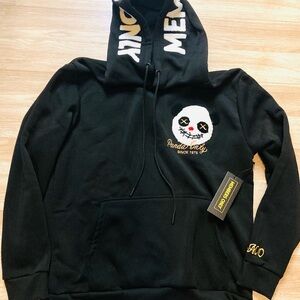 Members Only Black Panda Only Hoodie with Embroidered Design sz Large L